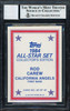 Rod Carew Autographed 1984 Topps All Star Set Card #26 California Angels Auto Grade 10 Beckett BAS #12510582