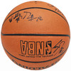 2002-03 St. Vincent-St. Mary Fighting Irish Multi Signed Autographed Basketball With 8 Total Signatures Including LeBron "King" James High School Signature PSA/DNA #AI01382