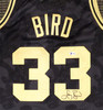 Boston Celtics Larry Bird Autographed Black Mitchell & Ness Gold Toile Swingman Jersey Size L Beckett BAS #Y92564