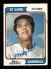 Sonny Siebert Autographed 1974 Topps Card #548 St. Louis Cardinals SKU #187770