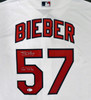 Cleveland Indians Shane Bieber Autographed White Majestic Cool Base Jersey Size XL "Go Tribe" Beckett BAS Stock #187724