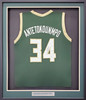 Milwaukee Bucks Giannis Antetokounmpo Autographed Framed Green Jersey Beckett BAS Stock #222044