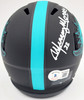 Mercury Morris Autographed Miami Dolphins Eclipse Black Speed Mini Helmet "1972 17-0" Beckett BAS QR Stock #194067