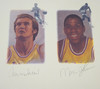 Los Angeles Lakers Legends Autographed Lithograph With 5 Signatures Including Wilt Chamberlain, West, Johnson, Baylor & Abdul-Jabbar AP #/165 Beckett BAS Stock #195249