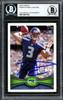 Russell Wilson Autographed 2012 Topps Rookie Card #165 Seattle Seahawks Beckett BAS #13447102