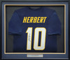 Los Angeles Chargers Justin Herbert Autographed Framed Blue Jersey Beckett BAS Stock #200923