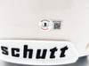 Quinn Ewers Autographed Texas Longhorns White Schutt Full Size Replica Helmet White Chinstrap Beckett BAS QR Stock #201714