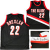 Portland Trailblazers Clyde Drexler Autographed Black Jersey The Glide JSA Stock #202352