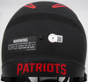 Mac Jones Autographed New England Patriots Eclipse Black Full Size Replica Speed Helmet (Light Auto) Beckett BAS QR #WS86061