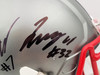 C.J. CJ Stroud, Jaxon Smith-Njigba & TreVeyon Henderson Autographed Ohio State Buckeyes Flash Silver Full Size Authentic Speed Helmet Beckett BAS QR Stock #203468