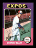 Dennis Blair Autographed 1975 Topps Mini Card #521 Montreal Expos SKU #204486