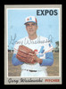 Gary Waslewski Autographed 1970 Topps Card #607 Montreal Expos SKU #204187