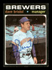 Dave Bristol Autographed 1971 Topps Card #637 Milwaukee Brewers SKU #204222