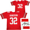 Ohio State Buckeyes TreVeyon Henderson Autographed Red Jersey Beckett BAS QR Stock #203905