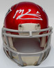 Mac Jones Autographed New England Patriots Flash Red Speed Mini Helmet (Damaged) Beckett BAS #WS86318