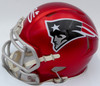 Mac Jones Autographed New England Patriots Flash Red Speed Mini Helmet (Damaged) Beckett BAS #WS86312