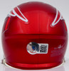 Mac Jones Autographed New England Patriots Flash Red Speed Mini Helmet (Damaged) Beckett BAS #WS86312