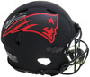 Mac Jones Autographed New England Patriots Eclipse Black Full Size Authentic Speed Helmet Beckett BAS Witness Stock #206517