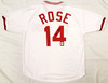 Cincinnati Reds Pete Rose Autographed White Jersey Hit King JSA #WA035057