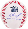 Jose Altuve Autographed Official 2022 World Series Logo MLB Baseball Houston Astros "22 WS Champs" Beckett BAS Witness Stock #210121