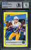 Justin Herbert Autographed 2020 Panini Donruss Rated Rookie Yellow Rookie Card #303 Los Angeles Chargers Auto Grade Gem Mint 10 Beckett BAS #14867186