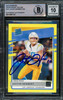 Justin Herbert Autographed 2020 Panini Donruss Rated Rookie Yellow Rookie Card #303 Los Angeles Chargers Auto Grade Gem Mint 10 Beckett BAS #14867187