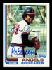 Rod Carew Autographed 1982 Topps Card #500 California Angels Stock #211300