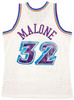 Utah Jazz Karl Malone Autographed White Authentic Mitchell & Ness Jersey Size L Beckett BAS Stock #211874