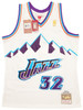 Utah Jazz Karl Malone Autographed White Authentic Mitchell & Ness Jersey Size L Beckett BAS Stock #211874