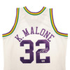 Utah Jazz Karl Malone Autographed White & Purple Authentic Mitchell & Ness Jersey Size L Beckett BAS Stock #211876