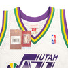 Utah Jazz Karl Malone Autographed White & Purple Authentic Mitchell & Ness Jersey Size L Beckett BAS Stock #211876