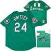 Seattle Mariners Ken Griffey Jr. Autographed Teal Authentic Mitchell & Ness 1995 Authentic Cooperstown Collection Jersey Size XL Negro League Patch Beckett BAS Witness Stock #212468