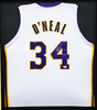 Los Angeles Lakers Shaquille Shaq O'Neal Autographed Framed White Jersey Beckett BAS Witness Stock #214090
