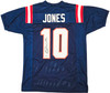 New England Patriots Mac Jones Autographed Blue Jersey Beckett BAS Witness Stock #214796