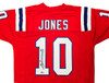 New England Patriots Mac Jones Autographed Red Jersey Beckett BAS Witness Stock #214798