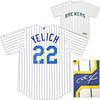 Milwaukee Brewers Christian Yelich Autographed White Pinstripe Majestic Jersey Size M JSA Stock #215530