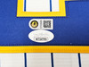 Milwaukee Brewers Christian Yelich Autographed White Pinstripe Majestic Jersey Size M JSA Stock #215530