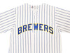 Milwaukee Brewers Christian Yelich Autographed White Pinstripe Majestic Jersey Size M JSA Stock #215530