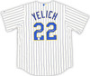 Milwaukee Brewers Christian Yelich Autographed White Pinstripe Majestic Jersey Size L "Brew Crew" JSA Stock #215532