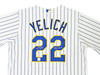 Milwaukee Brewers Christian Yelich Autographed White Pinstripe Majestic Jersey Size L "Brew Crew" JSA Stock #215532