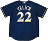 Milwaukee Brewers Christian Yelich Autographed Blue Majestic Jersey Size L JSA Stock #215535