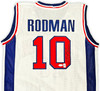 Detroit Pistons Dennis Rodman Autographed White Jersey JSA Stock #215730