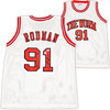 Chicago Bulls Dennis Rodman Autographed White Jersey "5x Champs" JSA Stock #215740