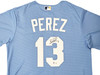 Kansas City Royals Salvador Perez Autographed Baby Blue Nike Jersey Size L Beckett BAS Witness Stock #216049