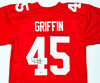 Ohio State Buckeyes Archie Griffin Autographed Red Jersey "HT 1974/75" Beckett BAS Witness Stock #216730