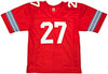 Ohio State Buckeyes Eddie George Autographed Red Jersey "Heisman 1995" Beckett BAS Witness Stock #216732