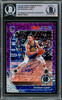 Stephen Curry Autographed 2019-20 Hoops Premium Stock Purple Disco Prizm Card #59 Golden State Warriors Beckett BAS #15779373