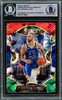 Stephen Curry Autographed 2020-21 Panini Select Red White & Green Ice Prizm Card #57 Golden State Warriors Beckett BAS #15779652