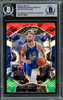 Stephen Curry Autographed 2020-21 Panini Select Red White & Green Ice Prizm Card #57 Golden State Warriors Beckett BAS #15779653