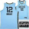 Memphis Grizzlies Ja Morant Autographed Light Blue Jordan Statement Edition Swingman Jersey Size 48 Beckett BAS QR Stock #218578